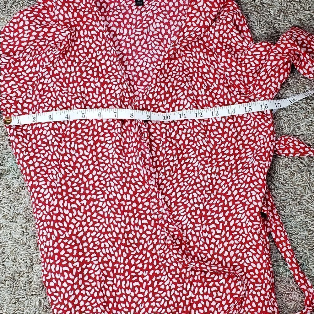 Talbots Red & White Wrap Blouse - Picture 3 of 7